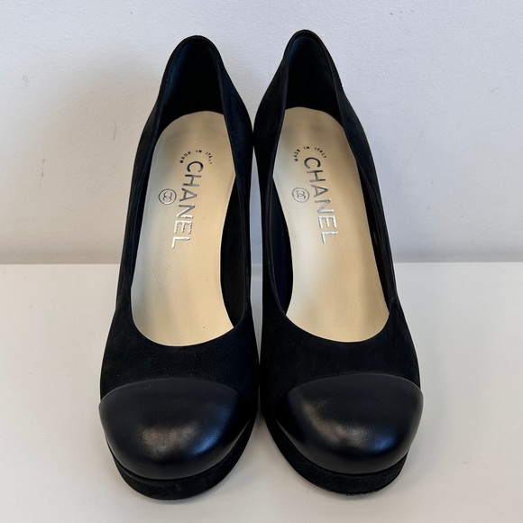 CHANEL Suede and Leather Toe Cap Pumps - Picture 3 of 10